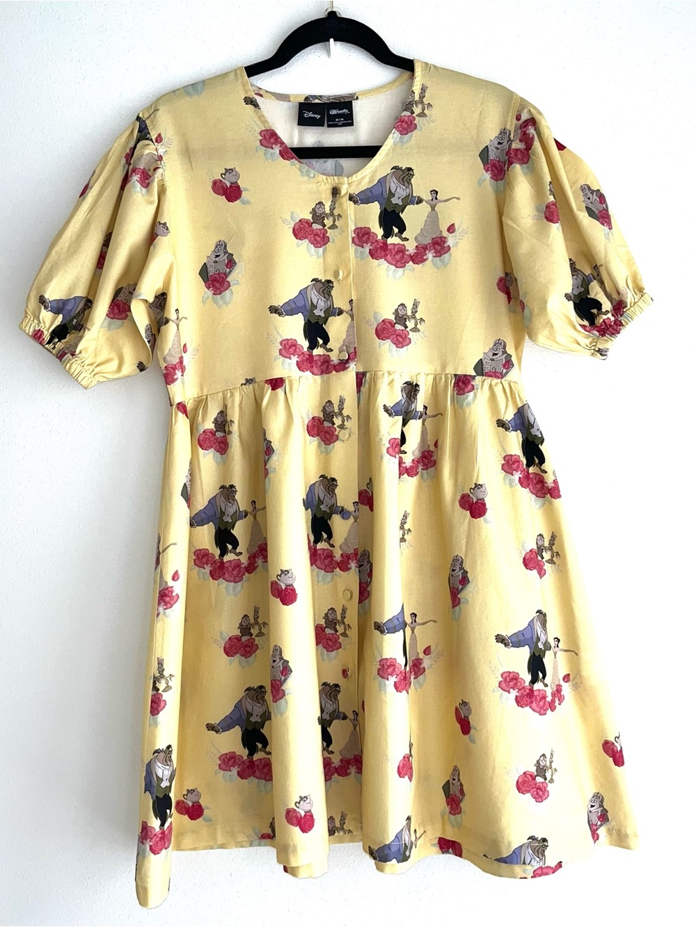 Disney Cakeworthy Beauty & The Beast Dress Short Sleeve Button Down EUC Medium